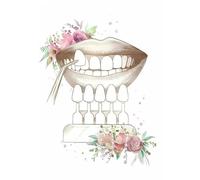 Muholin Arte de anatomía dental,floral,salud bucal,acuarela,odontología,arte de pared minimalista,pintura en lienzo,carteles para decoración del hogar 40x50cm Sin Marco