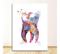 Muholin Arte dental Hada de los Dientes Higienista Impresión en lienzo Dientes Imágenes de pared Decoración de clínica Pintura en lienzo Acuarela Arte de pared Póster Dental 50x70cm Sin Marco