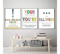 Muholin carteles educativos de puntuación y gramática inglesa,lienzo para pintar,imágenes de pared para aulas de educación en casa,símbolos del habla,decoración de habitaciones 50x70cmx3 Sin Marco