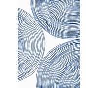 Muholin Cuadro abstracto sobre lienzo con línea azul y puntos florales. Póster impreso sobre lienzo. Arte de pared minimalista para sala de estar. 60x90cm Sin Marco