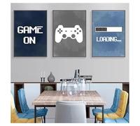 Muholin Decoración de pared para 3 niños,póster de fiesta de videojuegos,impresiones,decoración de habitación infantil,arte de videojuegos,pintura en lienzo 21x30cmx3 sin marco