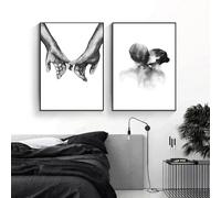 Muholin Dos parejas en blanco y negro tomándose de la mano,besos,amor,arte de pared,impresión minimalista,lienzo,pintura,carteles para la decoración del hogar de la sala de estar. 60x80cmx2 Sin Marco
