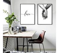 Muholin Dos parejas en blanco y negro tomándose de la mano,besos,amor,arte de pared,impresión minimalista,lienzo,pintura,carteles para la decoración del hogar de la sala de estar. 60x80cmx2 Sin Marco