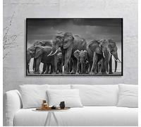 Muholin Elefantes africanos negros,animales salvajes,lienzo,pintura escandinava,impresiones,arte de pared,imágenes para sala de estar 60x90cm Sin Marco