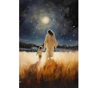 Muholin Jesucristo caminando sobre el agua Mano de Dios Retrato de Jesús Póster clásico retro Lienzo Pinturas Arte de pared Cuadros Decoración del hogar 30x40cm sin marco