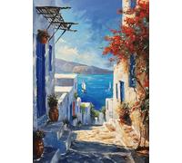 Muholin Paisaje urbano de la torre, Santorini, viaje, Londres, autobús, Egipto, pintura, lienzo, arte de pared, imagen, decoración para sala de estar, póster artístico 30x40cm sin marco