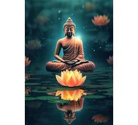 Muholin Póster y lámina de budismo y meditación zen. Pintura en lienzo. Arte mural. Buda en la naturaleza. Imagen abstracta para habitación o hogar. 40x50cm Sin Marco