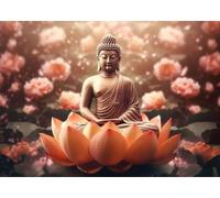 Muholin Póster y lámina de budismo y meditación zen. Pintura en lienzo. Arte mural. Buda en la naturaleza. Imagen abstracta para habitación o hogar. 21x30cm sin marco