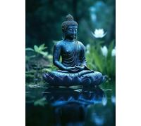 Muholin Póster y lámina de budismo y meditación zen. Pintura en lienzo. Arte mural. Buda en la naturaleza. Imagen abstracta para habitación o hogar. 60x90cm Sin Marco