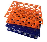 MUHWA Gradilla para Tubos de Centrífuga, 50 Cavida de s, 10/15/50 ml, Naranja/Azul, de Laboratorio