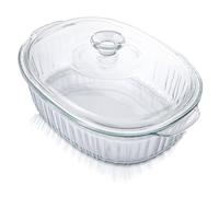 MUHXEL - Cacerola de cristal con tapa de 2,8 l con tapa, de vidrio resistente al calor, 2800 ml, para asar de cristal con tapa y asas, vidrio de borosilicato, para marinar, hornear, cocinar