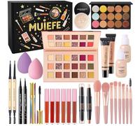 Muiefe Kit Maquillaje Mujer, Set Regalo Maquillaje Adolescentes Chica, Kit de Estuche Maquillaje Profesional Completo con Paleta Sombras de Ojos, Base de Maquillaje Líquida, Rímel, Gloss Labios