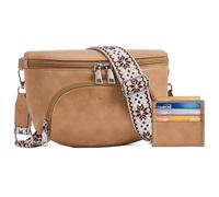MUIIKOLA Kleine Damen Umhängetaschen, Bauchtasche Damen Crossbody Bag Damen Veganes Leder Crossbody Bag Damen,RFID Blockierung Kartenenschlitz Brusttasche mit Verstellbar Abnehmbar Breite Gurt, caqui