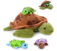 Muiteiur - 4 animales de peluche de tortuga marina, suave de 12.6 pulgadas con bebés, lindos animales de peluche regalos para niños y niñas