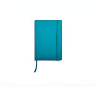 Muitomas, Bloc de Notas A5, cuaderno de apuntes para oficina, con cubierta blanda, bolsillo interior y cierre elástico, 120 hojas rayadas, 13 x 21 cm, color azul