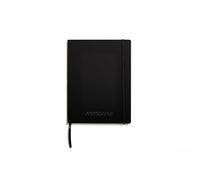 Muitomas, Block Notes Large - Cuaderno de notas para oficina, con tapa blanda, bolsillo interior y cierre elástico, 120 hojas a rayas, 19 x 25 cm, color negro