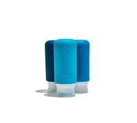 Muitomas, Botellas de viaje con funda transparente, 3 botellas de viaje de silicona de 98 ml, color azul