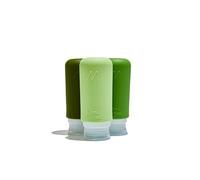 Muitomas, Botellas de viaje con funda transparente, 3 botellas de viaje de silicona de 98 ml, color verde salvia