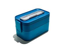 Muitomas, fiambrera de 1700 ml, con cubiertos y dos compartimentos, recipiente hermético para alimentos, apta para microondas, lavavajillas y congelador, color azul petróleo
