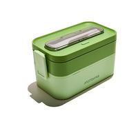 Muitomas, fiambrera de 1700 ml, con cubiertos y dos compartimentos, recipiente hermético para alimentos, apta para microondas, lavavajillas y congelador, color verde salvia