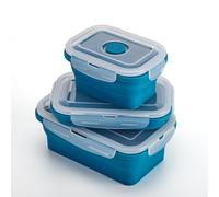 Muitomas, juego de tapas plegables de silicona para alimentos, 3 tamaños, color azul petróleo