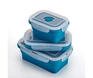 Muitomas, juego de tapas plegables de silicona para alimentos, 3 tamaños, color azul petróleo