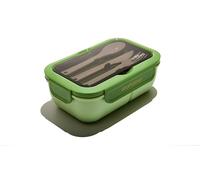 Muitomas, Lunch Box - Fiambrera hermética para alimentos, con cubiertos y tres compartimentos interiores, color verde salvia