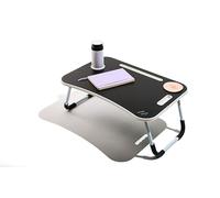 Muitomas, Mesa para Smart Working, Escritorio Plegable de plástico y Metal, Plegable con portavasos y Soporte para Tablet, para Cama y sofá, 60 x 40 x 30 cm, Color Negro