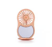 Muitomas, Mini Ventilador Portátil Recargable, 3 Velocidades, Entrada USB-C, con Espejo Integrado y Luz, Color Peach Fuzz