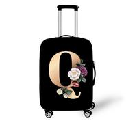 Muiuou Fundas Maletas De Viaje, Diseño de Impresión con Iniciales, Elástico Funda Protectora de Equipaje Anti-Polvo Lavable Funda de Maleta Antiarañazos (S(18-20Pulgadas),Q)