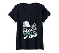 Mujer 0 Emisiones 100 Awesome Bike Commuting Camiseta Cuello V