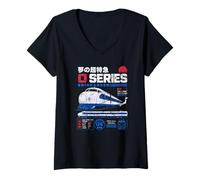 Mujer 0 Series Shinkansen Japón Bullet Train Souvenir Tribute Camiseta Cuello V