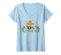 Mujer 0% Sombrero Mexicano Divertido Fiesta del Cinco de Mayo Camiseta Cuello V