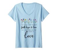 Mujer 1 Corinthians 13:13 Bible Verse Christian Faith Hope Love Camiseta Cuello V