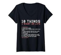 Mujer 10 Cosas Que Quiero en mi Vida Camisas Viejos Cars Amantes Hombres Camiseta Cuello V