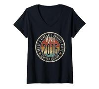 Mujer 10º Cumpleaños Vintage Abril 2016 Retro Edición Limitada Camiseta Cuello V