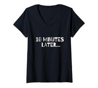 Mujer 10 Minutes Later Meme Funny Cartoon Gamer Troll Dank Memes Camiseta Cuello V