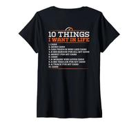 Mujer 10 Things I Want in My Life Cars More Cars - Divertido (Parte Trasera) Camiseta Cuello V