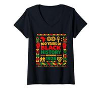 Mujer 100 años de Historia Negra a Partir de 1926 Herencia Africana Camiseta Cuello V