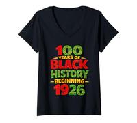 Mujer 100 años de Historia Negra a Partir de 1926 Herencia Africana Camiseta Cuello V