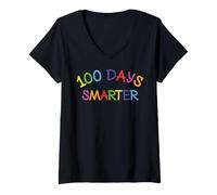 Mujer 100 Days of School Teacher Kids 100th Day Smarter Camiseta Cuello V