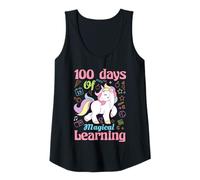 Mujer 100 días de aprendizaje mágico Enseñanza escolar de unicornio Camiseta sin Mangas