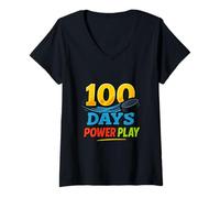 Mujer 100 días de celebración de Hockey Power Play Camiseta Cuello V