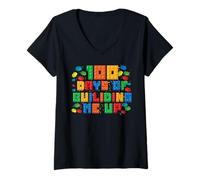 Mujer 100 días de construcción Me Up Master Builder Block Builder Camiseta Cuello V