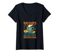 Mujer 100 días de lecciones elaboradas a la perfección Camiseta Cuello V