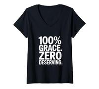 Mujer 100% Gracia. Zero Deserving. Cristiano Camiseta Cuello V