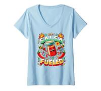 Mujer 100% Salsa Alimentado Fiesta Fiesta Humor Salsa Picante Amante Camiseta Cuello V