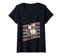 Mujer 100% Sindhi Proud Sindhi Sayings Meme Culture Sindhi Humor Camiseta Cuello V