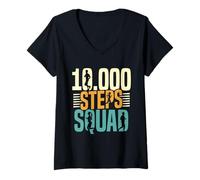 Mujer 10000 Steps Squad Paso Caminar Senderismo 10000 Pasos Camiseta Cuello V