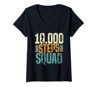 Mujer 10000 Steps Squad Senderismo Caminar Paso 10000 Pasos Camiseta Cuello V